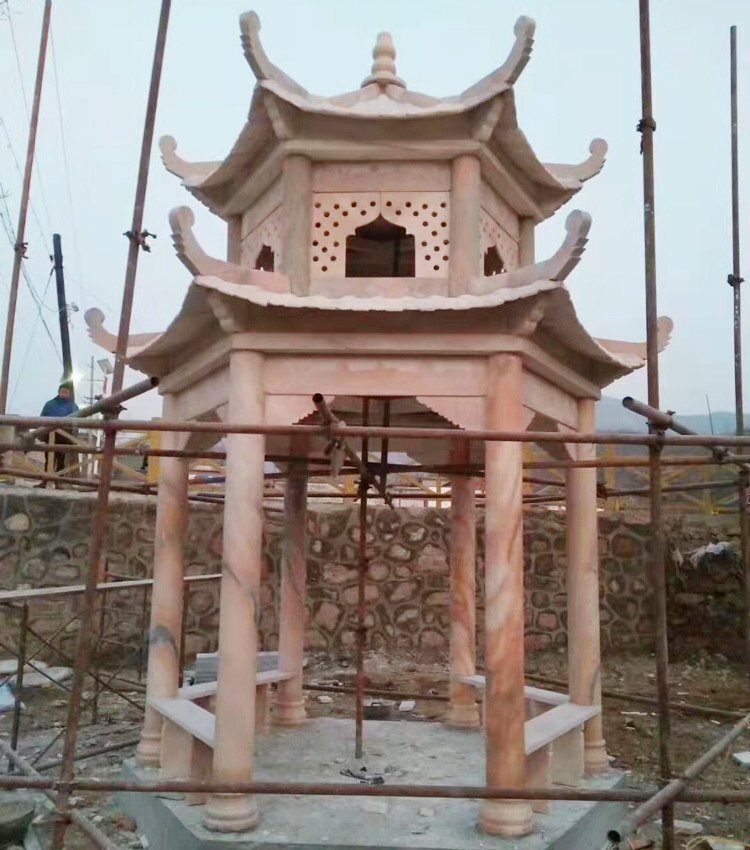 晚霞紅雙層麻石亭子 晚霞紅雙層麻石亭子